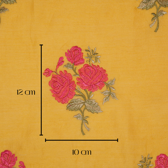 Nuryn Gold Chanderi Embroidered Fabric in Floral Buta Pattern