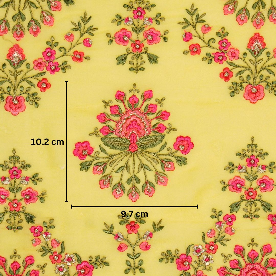 Nutan Light Gold Viscose Georgette Embroidered Fabric in Jaal Pattern