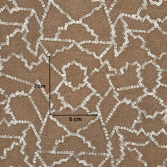 Naumani Mouse Chanderi Embroidered Fabric in Sequins Jaal Pattern