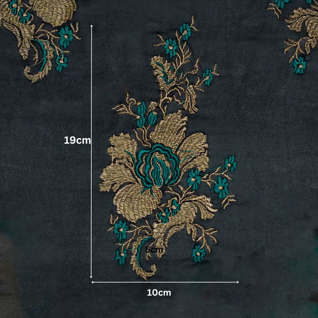 Abeer Navy Blue Viscose Georgette Embroidered Fabric in Buta Buti Mixture Pattern