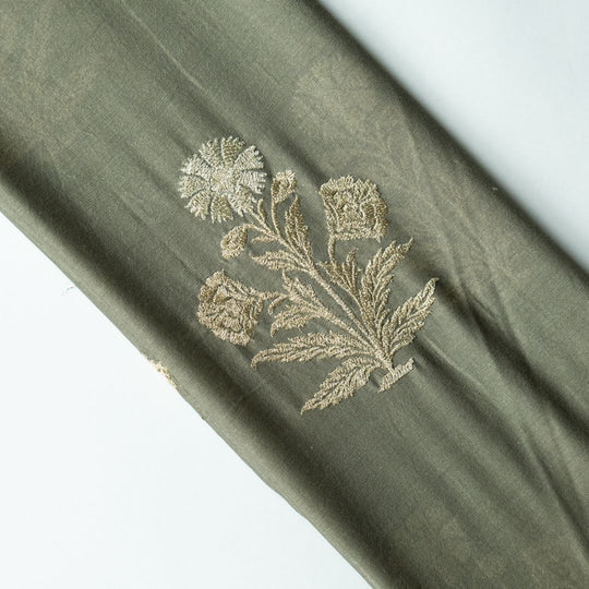 Kaveri Mouse Chanderi Embroidered Fabric in Buta Pattern
