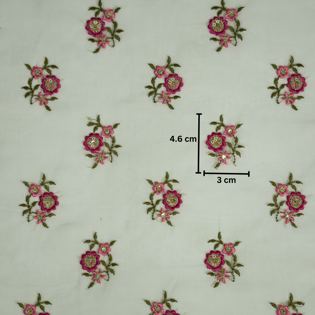 Wafiza Aqua Marine Viscose Organza Embroidered Fabric in Buti Pattern