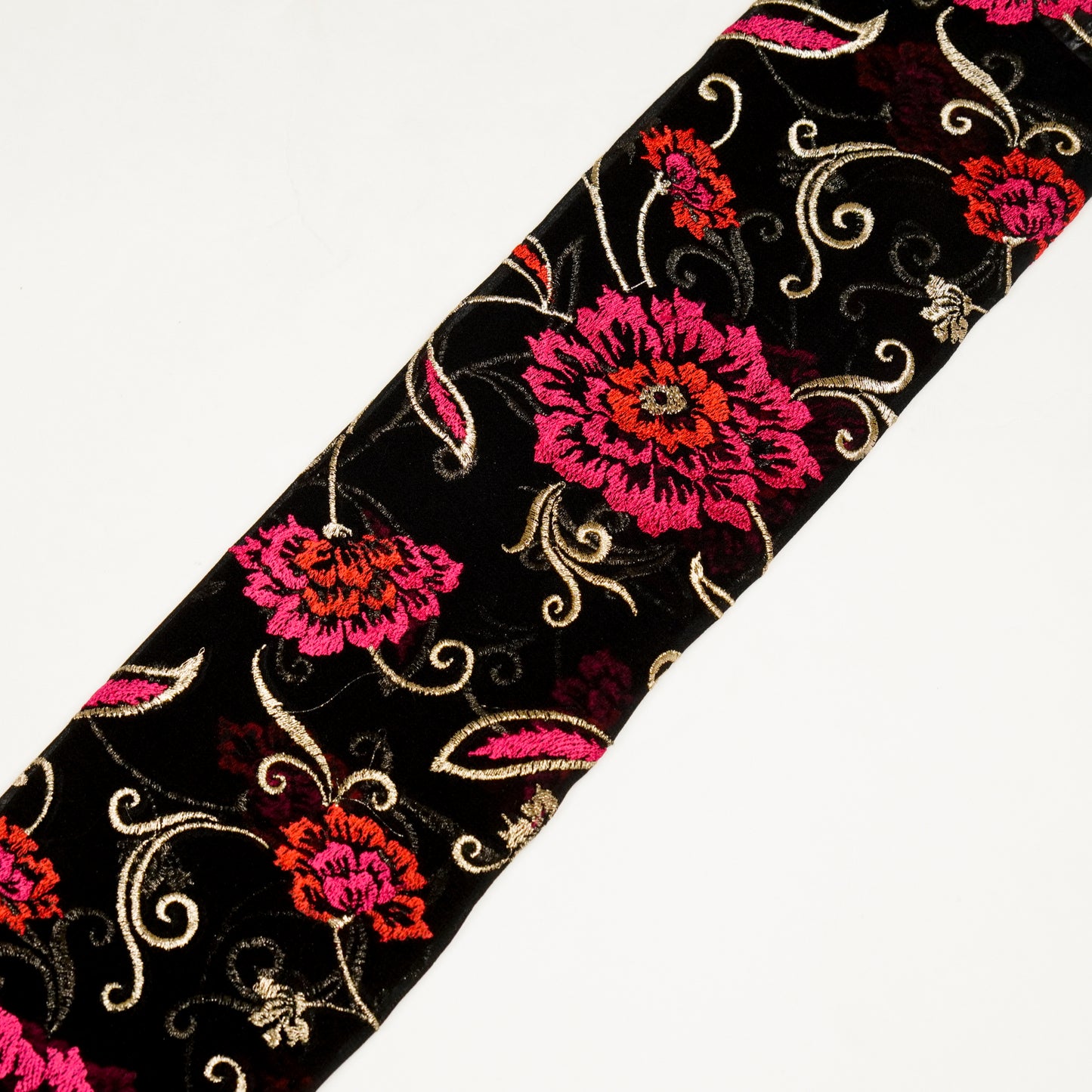 Ramya Black Viscose Georgette Embroidered Fabric in Jaal Pattern