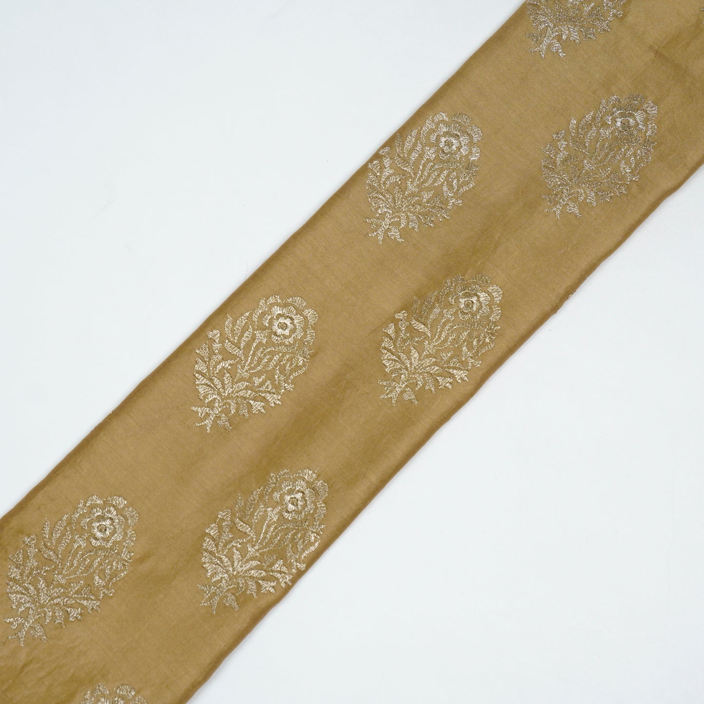 Siraj Beige Chanderi Embroidered Fabric in Buta Pattern