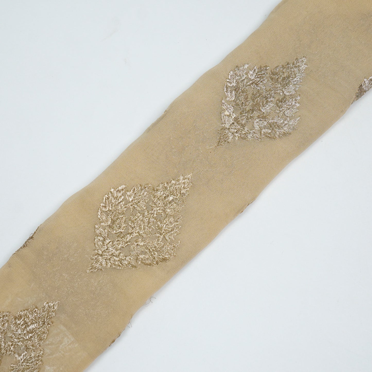 Naseem Light Beige Viscose Georgette Embroidered Fabric in Buta Pattern