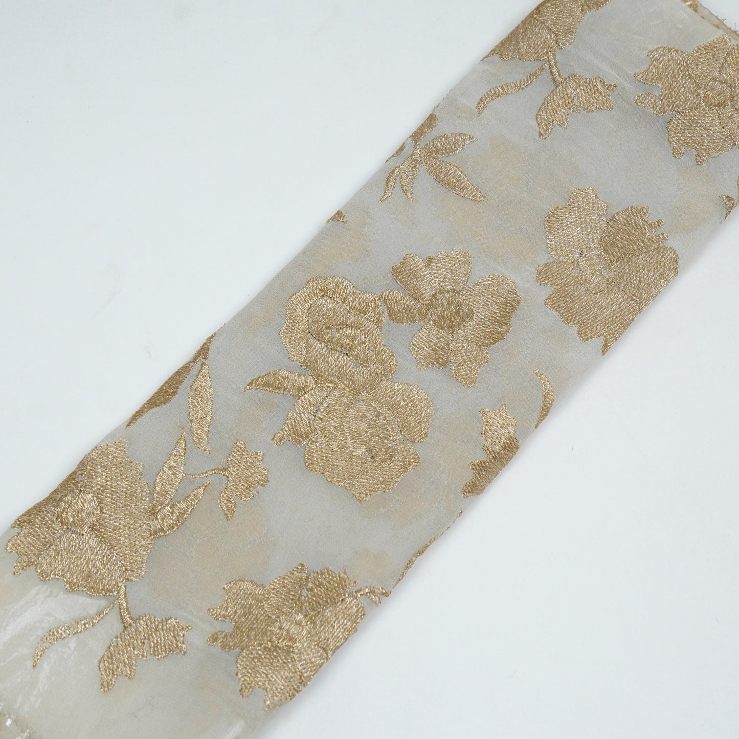 Safa White Viscose Georgette Embroidered Fabric in Jaal Pattern