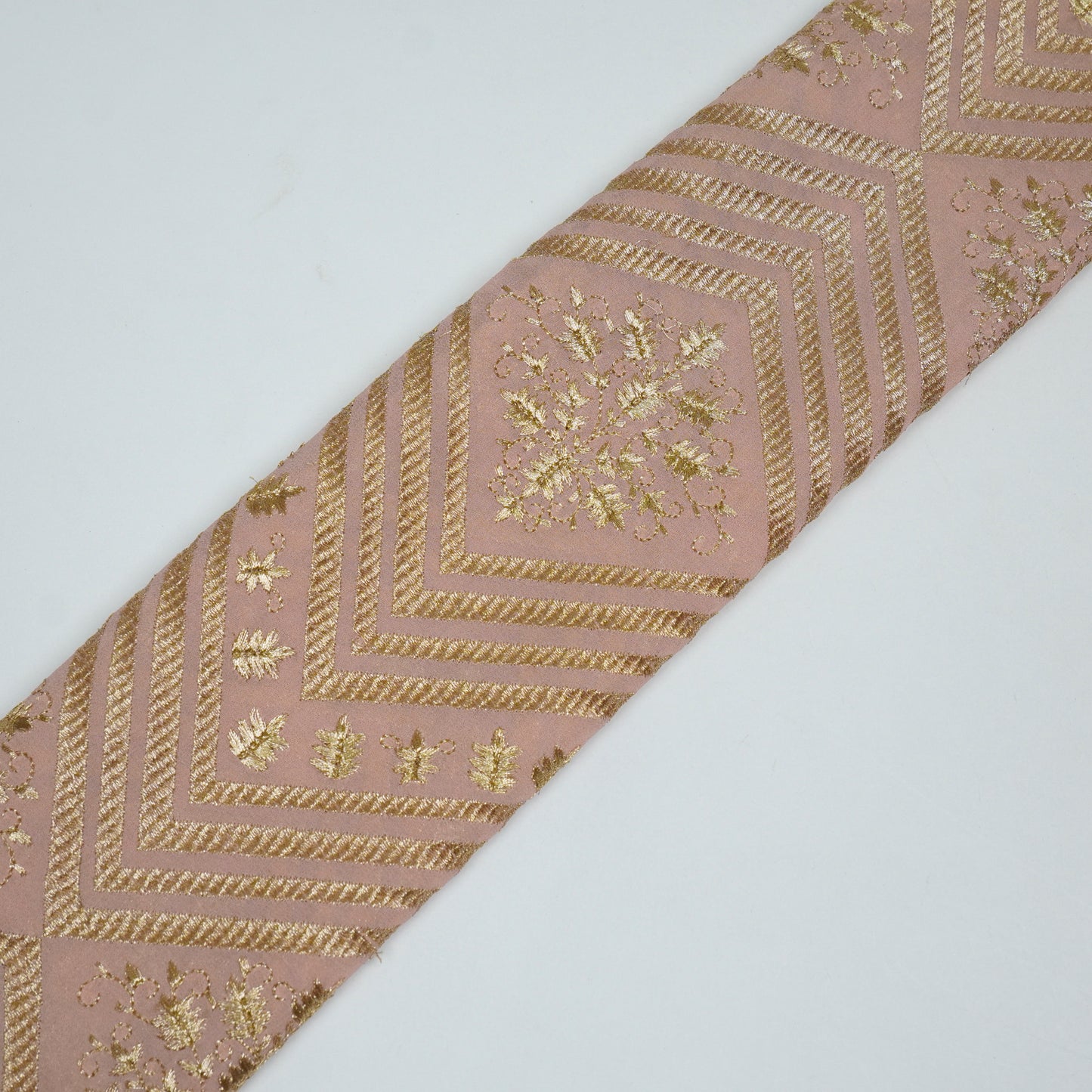 Azeem Light Peach Chanderi Embroidered Fabric in Buta Pattern