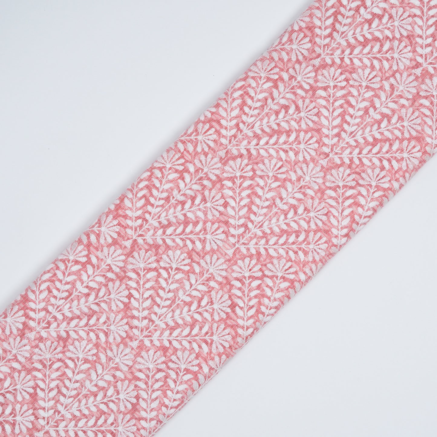 Diba Light Gajari Semi Munga Kota Embroidered Fabric in Jaal Pattern