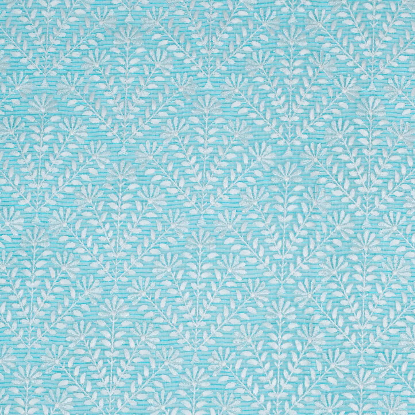 Diba Turquoise Semi Munga Kota Embroidered Fabric in Jaal Pattern
