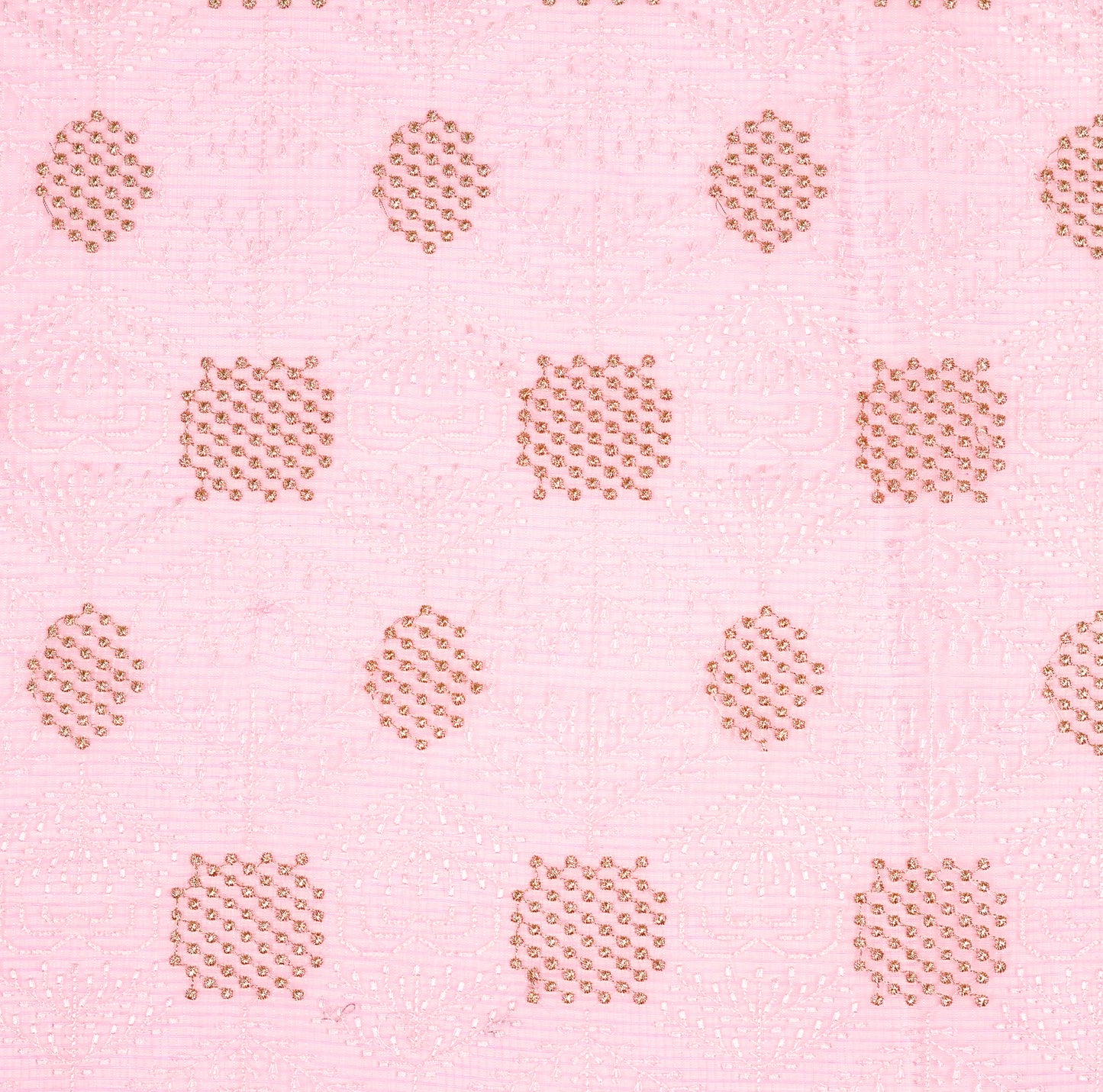 Sehrish Pink Semi Munga Kota Embroidered Fabric in Buta Pattern