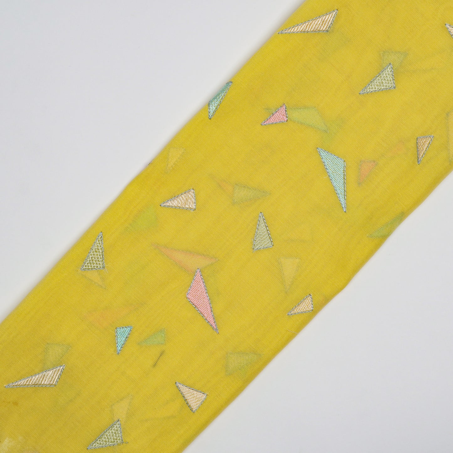 Taara Lemon Chanderi Embroidered Fabric in Buti Pattern