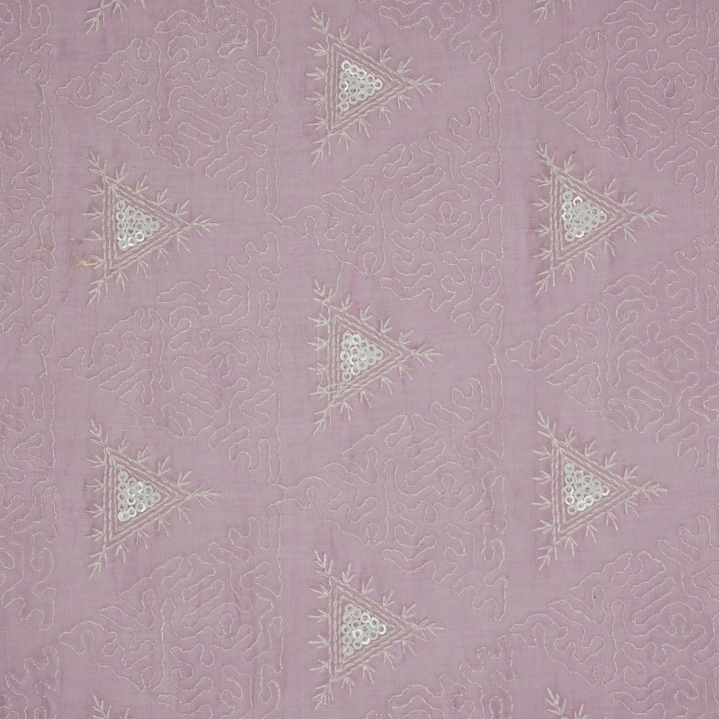 Samreen Lilac Mul Chanderi Embroidered Fabric in Buta Pattern
