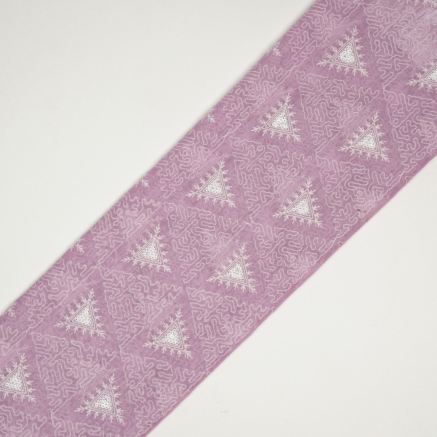 Samreen Lilac Mul Chanderi Embroidered Fabric in Buta Pattern
