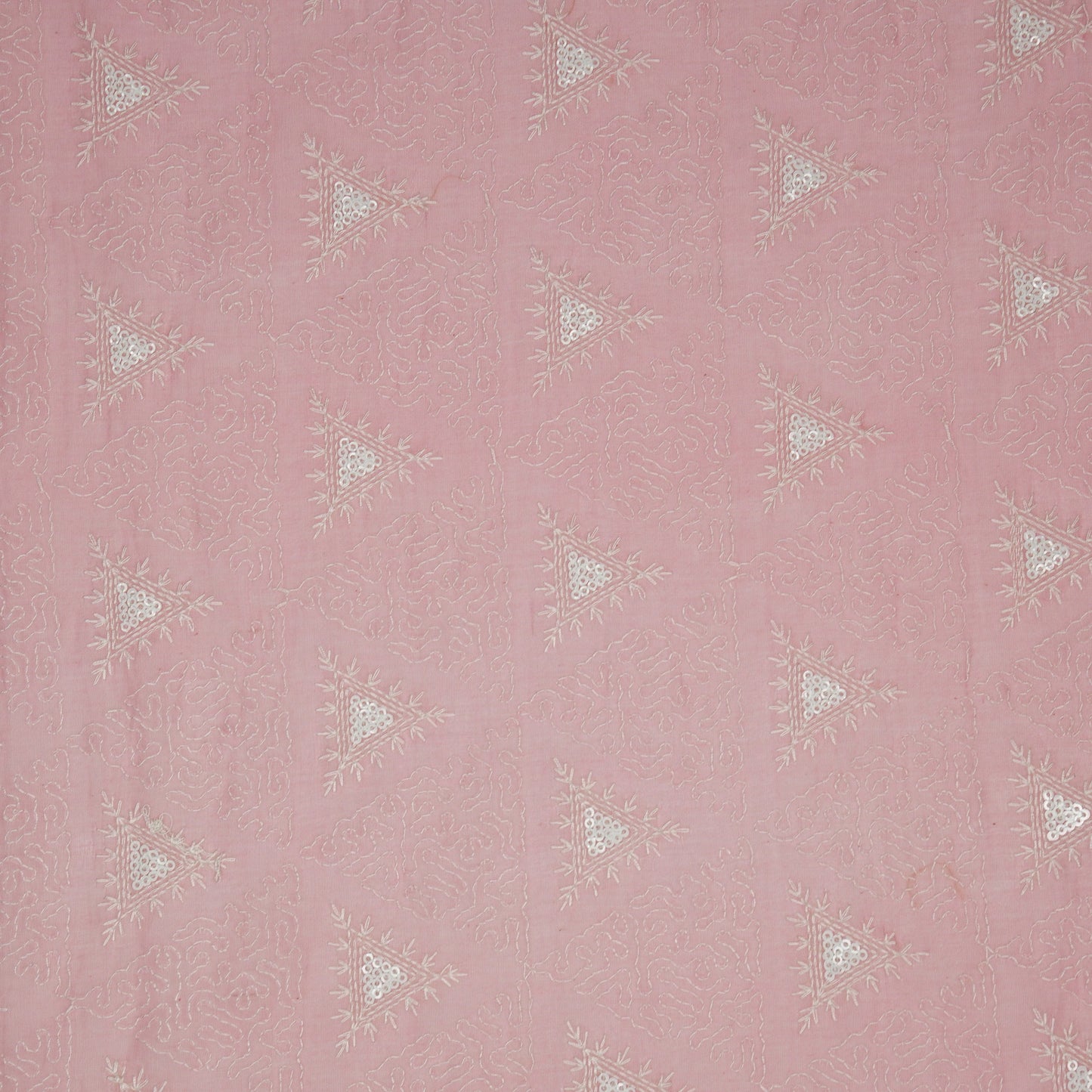 Samreen Pink Mul Chanderi Embroidered Fabric in Buta Pattern