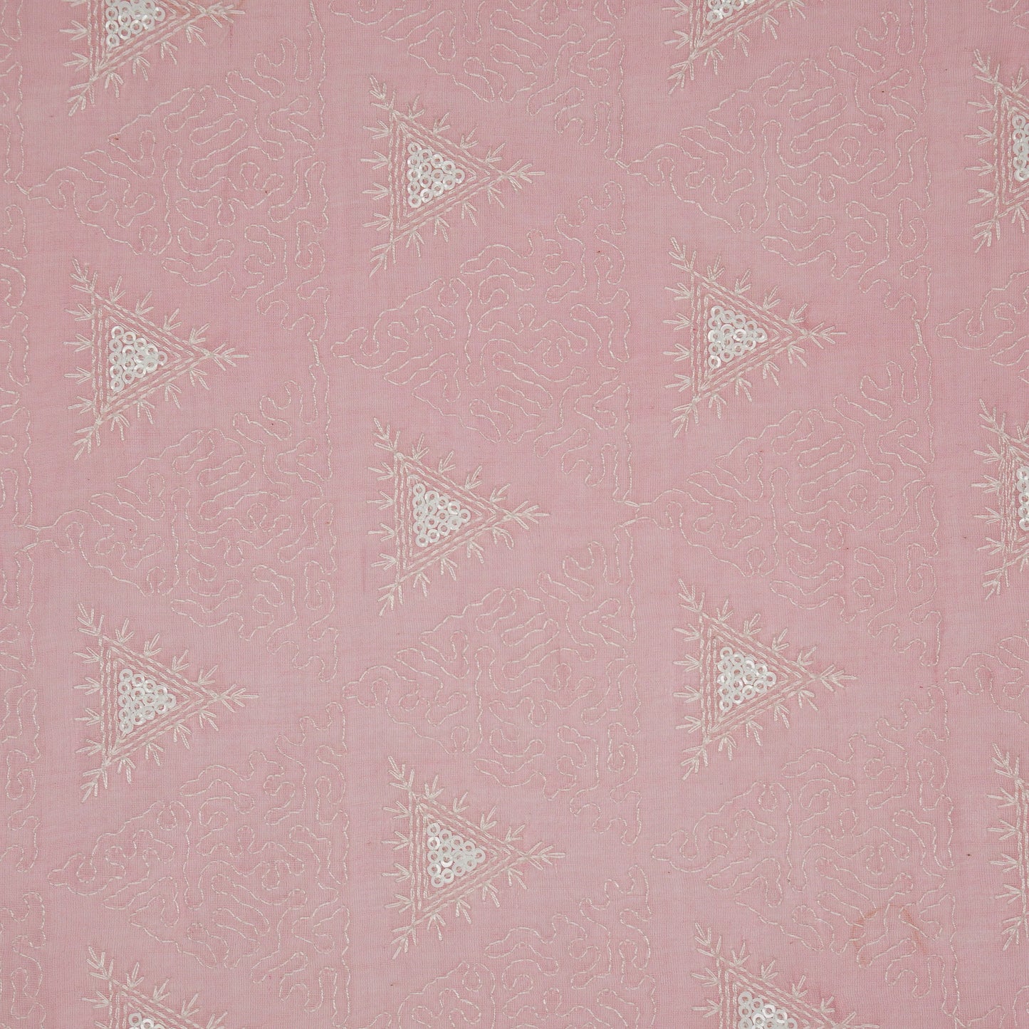 Samreen Pink Mul Chanderi Embroidered Fabric in Buta Pattern