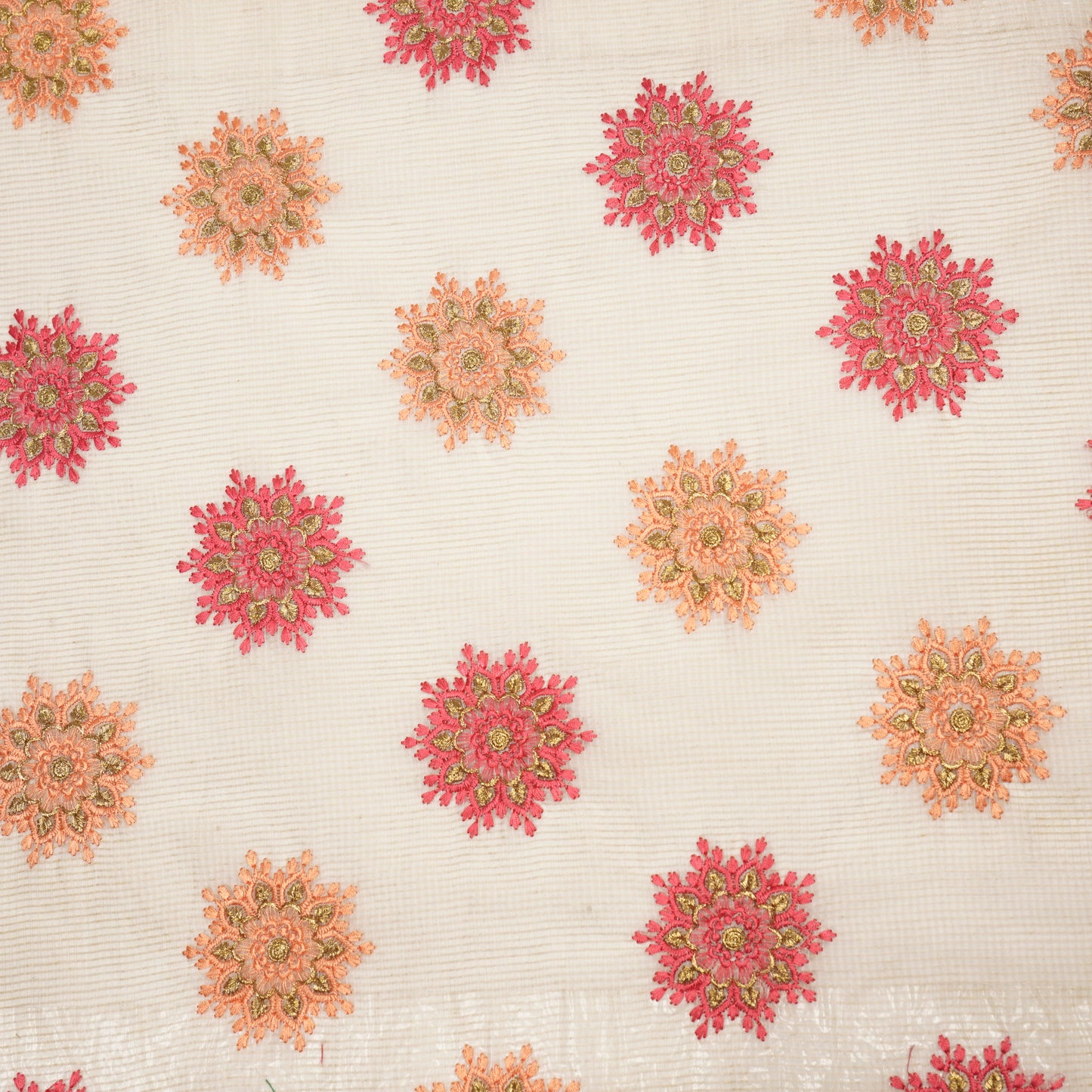 Namrata Light Beige Semi Munga Kota Embroidered Fabric in Buta Pattern