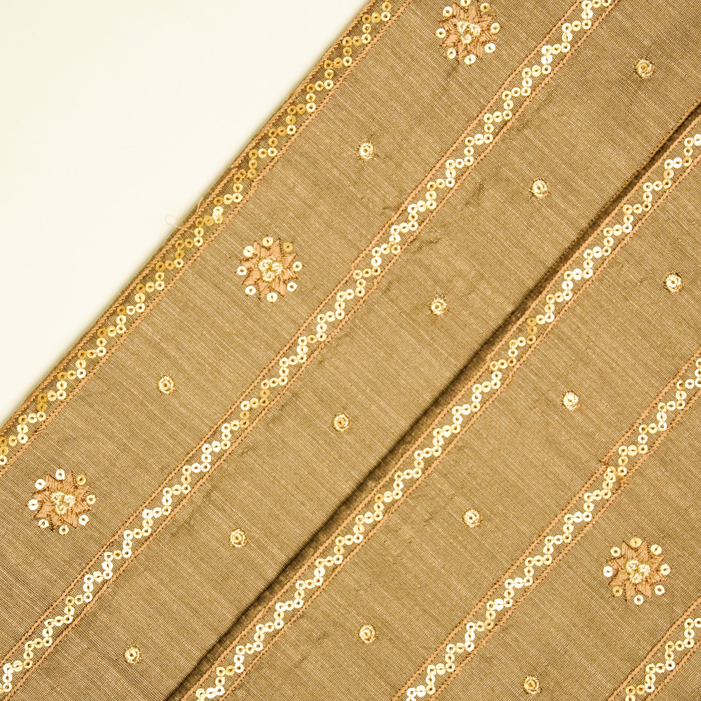 Saba Mouse Viscose Raw Silk Embroidered Fabric in Jaal Pattern