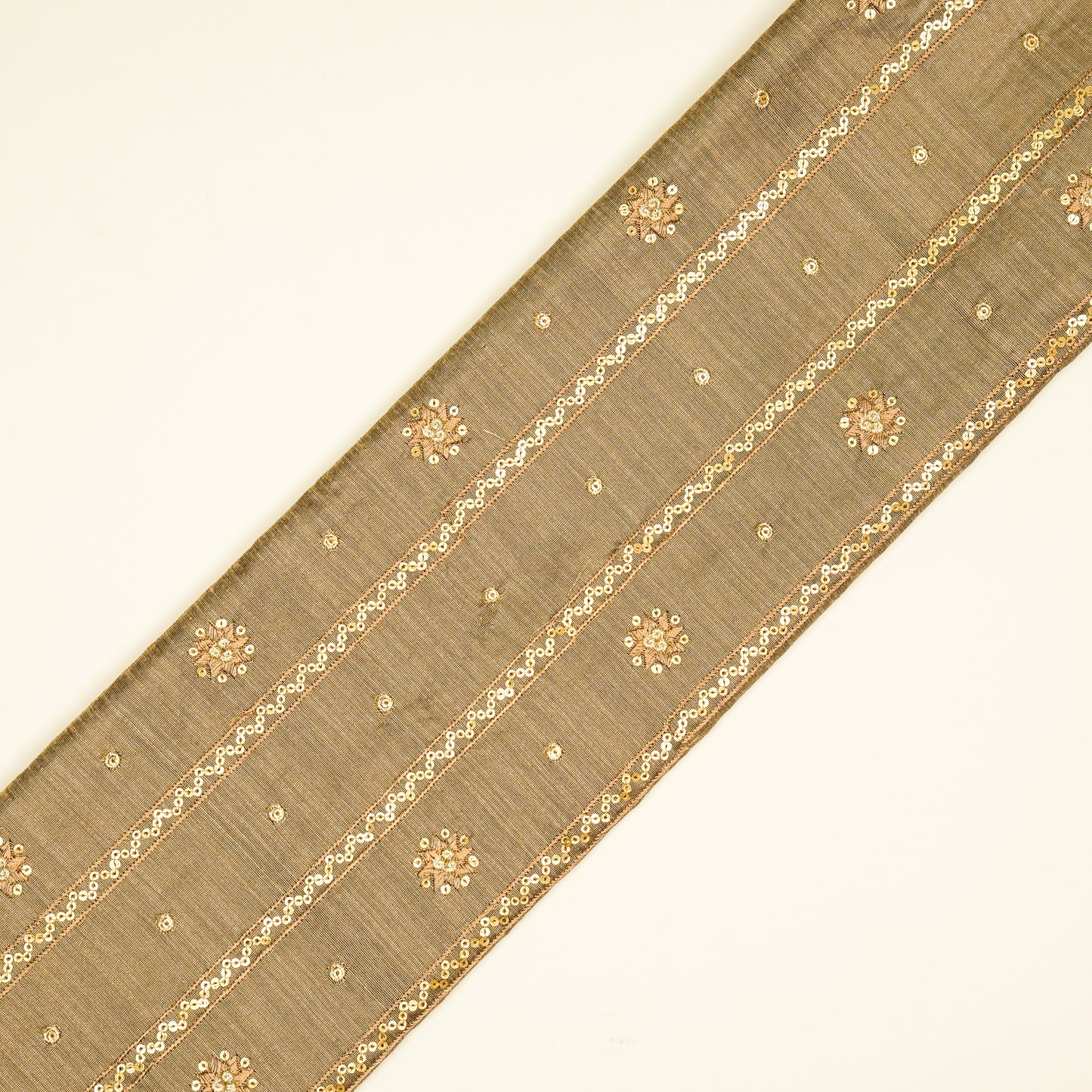Saba Mouse Viscose Raw Silk Embroidered Fabric in Jaal Pattern