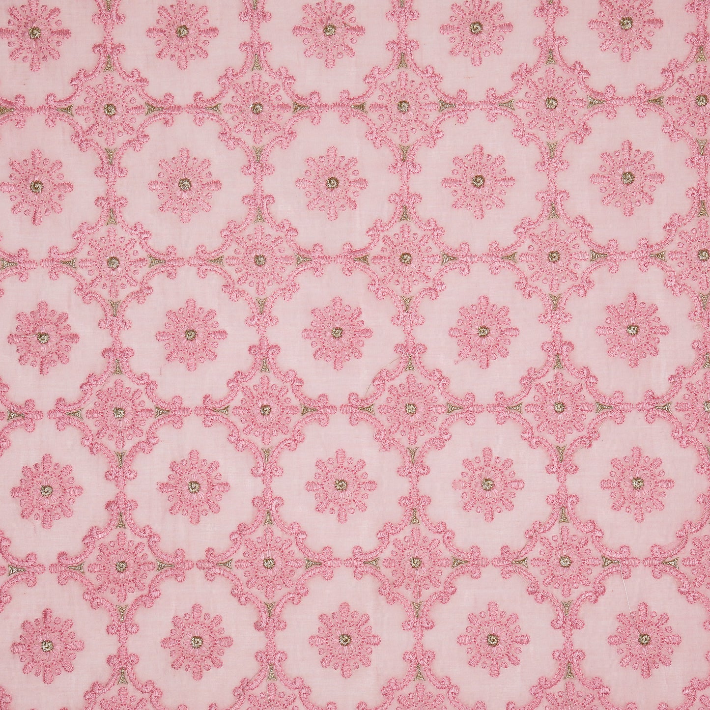 Raaiqa Pink Mul Chanderi Embroidered Fabric in Jaal Pattern
