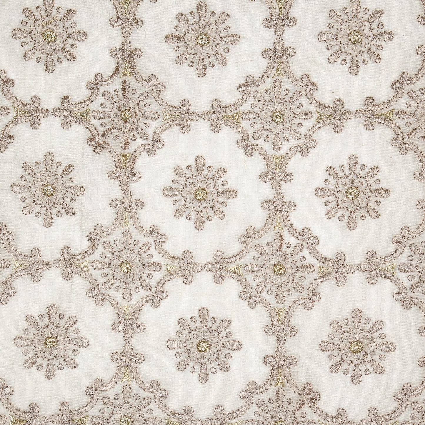 Raaiqa Grey Mul Chanderi Embroidered Fabric in Jaal Pattern