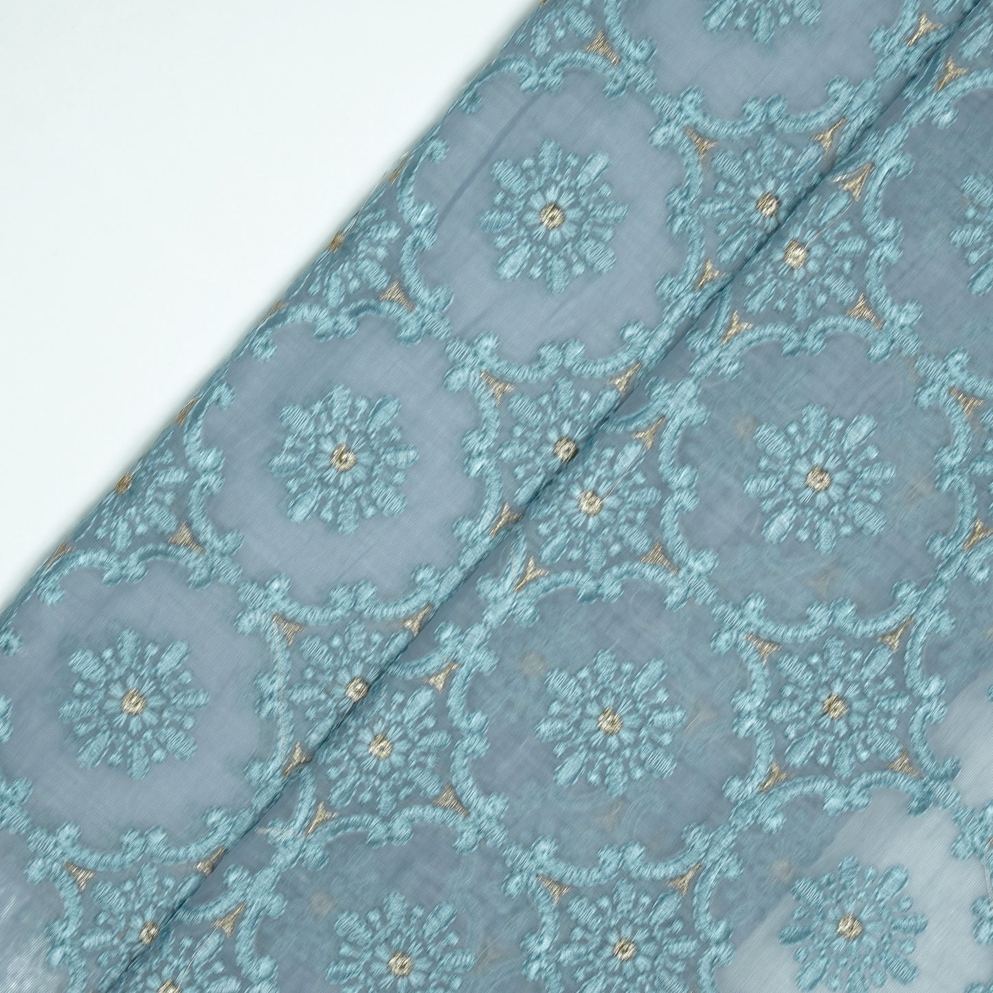 Raaiqa Mauve Mal Chanderi Embroidered Fabric in Jaal Pattern
