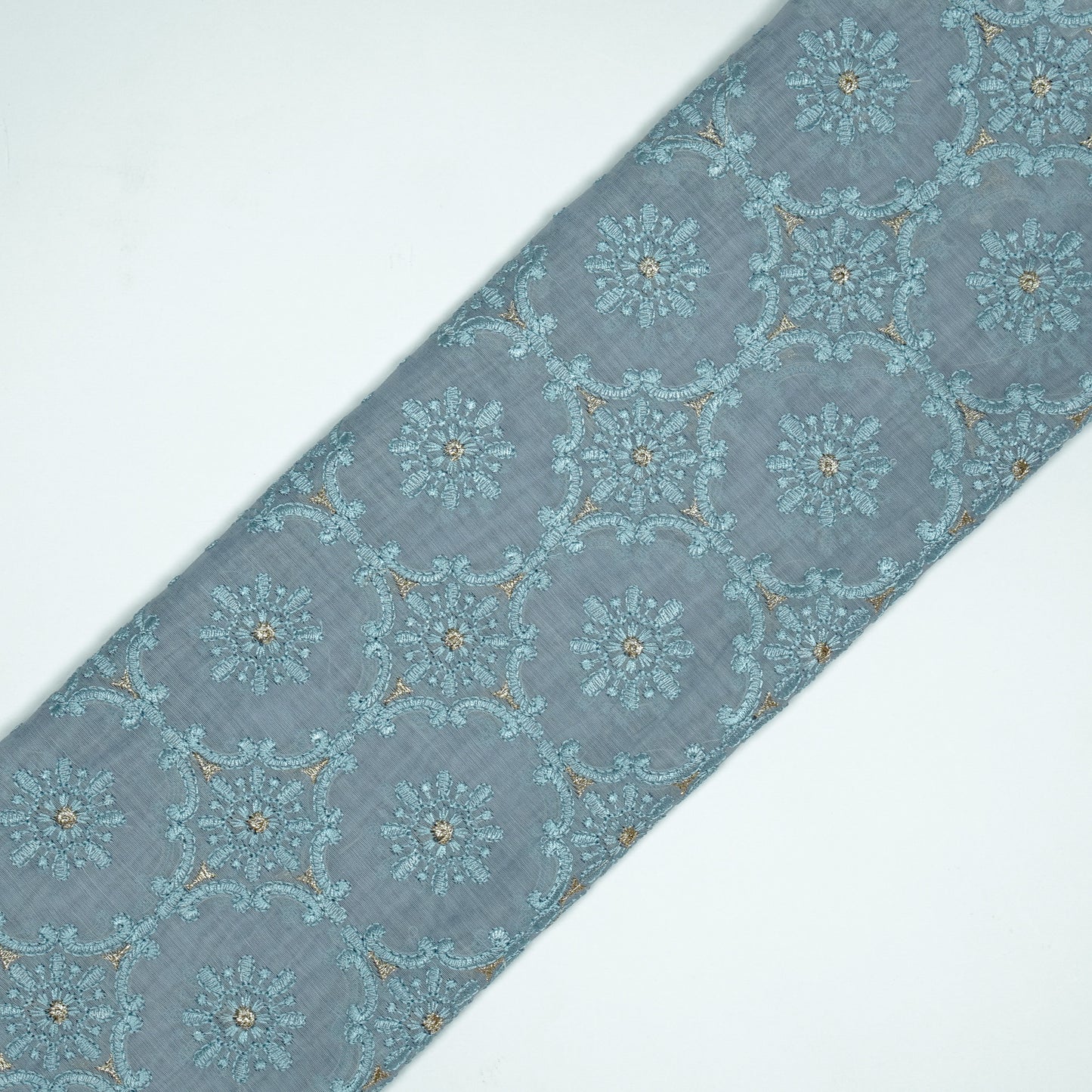 Raaiqa Mauve Mal Chanderi Embroidered Fabric in Jaal Pattern