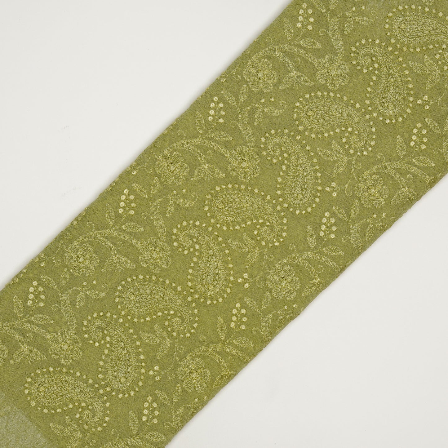 Zahra Sea Green Viscose Georgette Embroidered Fabric in Jaal Pattern