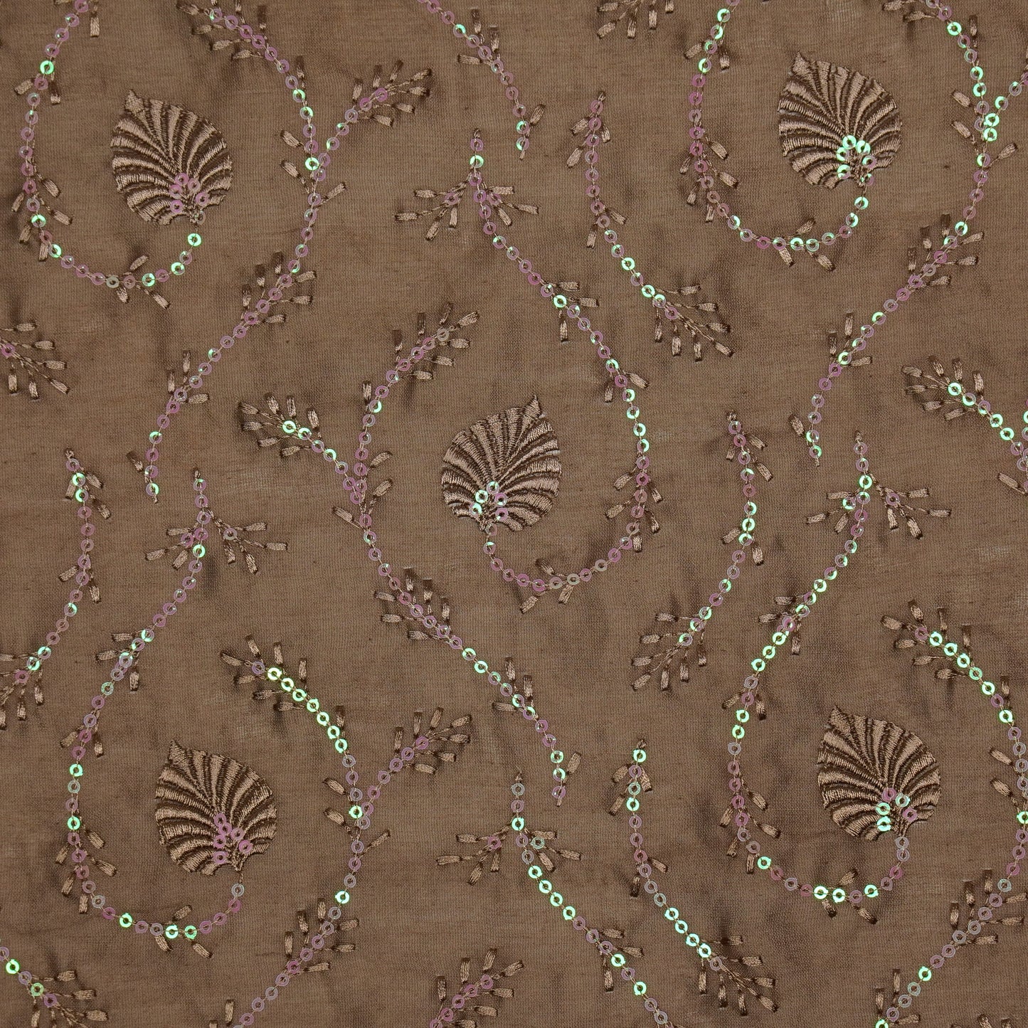 Wajiha Sequins Mouse Chanderi Embroidered Fabric in Jaal Pattern