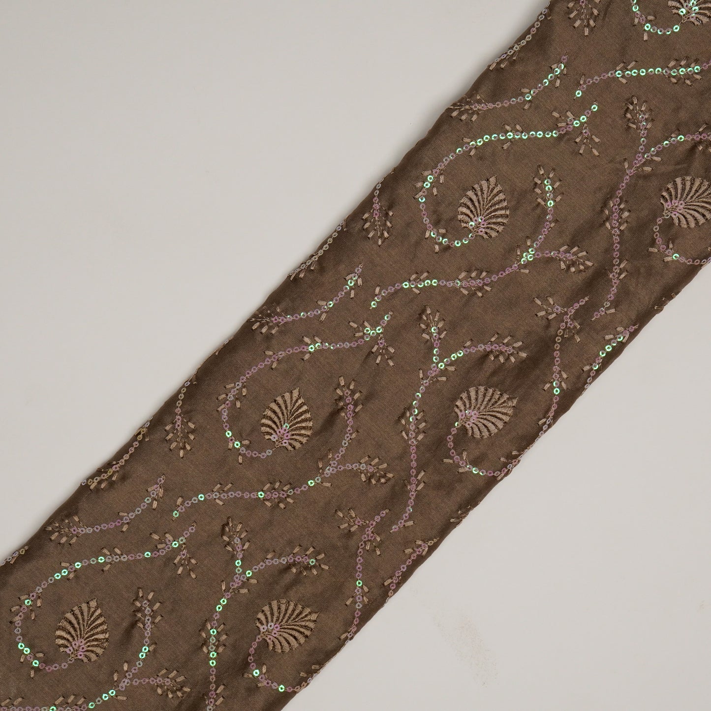 Wajiha Sequins Mouse Chanderi Embroidered Fabric in Jaal Pattern