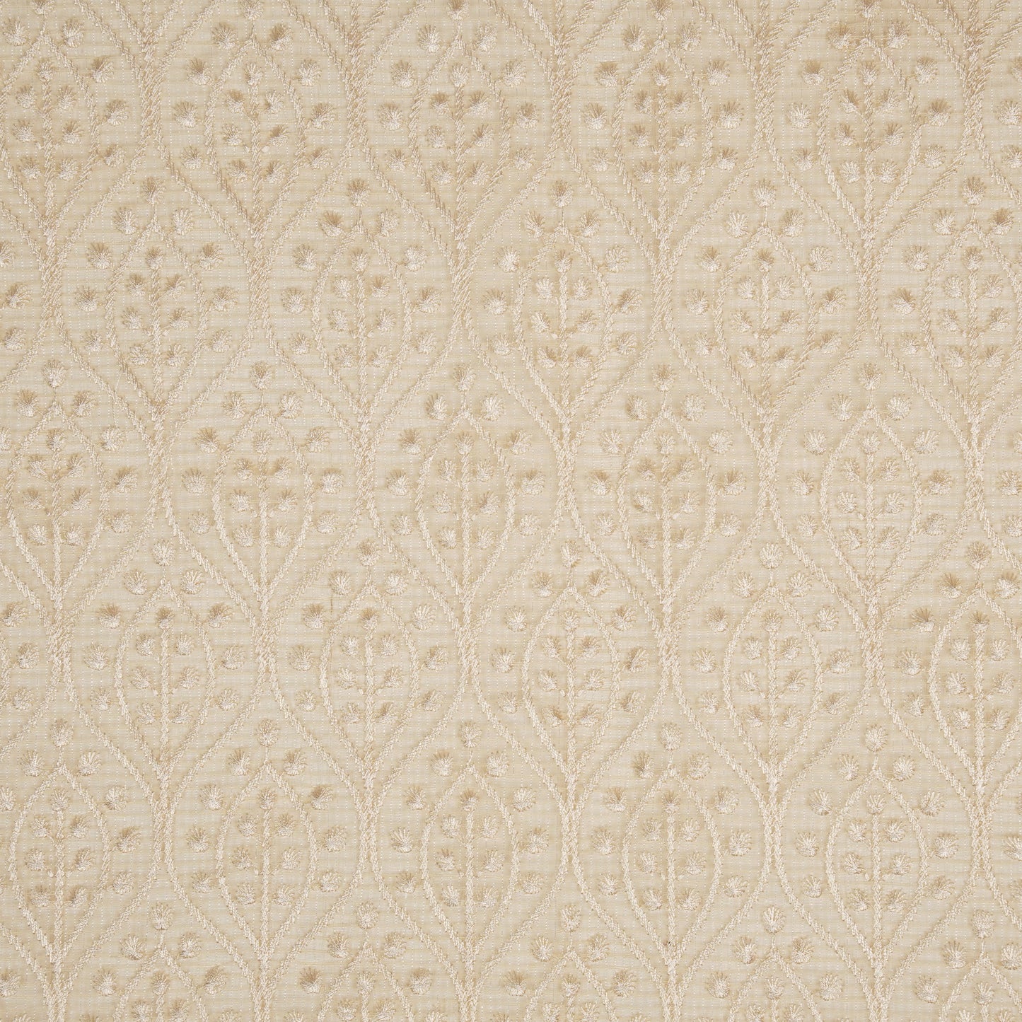 Laiba Beige Semi Munga Kota Embroidered Fabric in Jaal Pattern