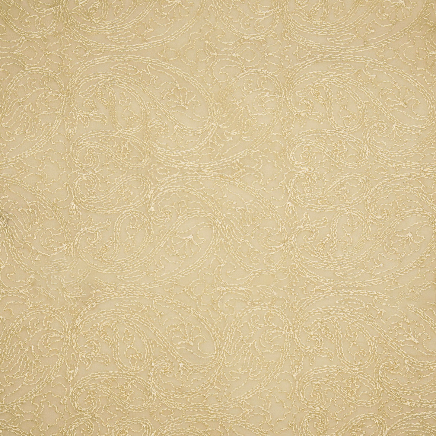 Ayan Beige Chanderi Embroidered Fabric in Jaal Pattern