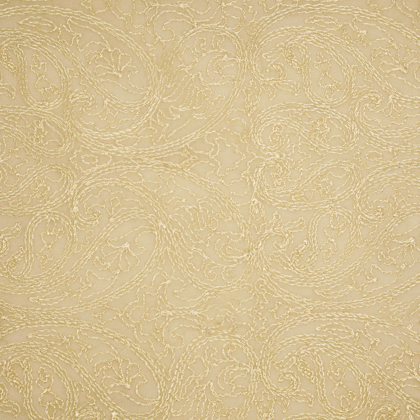 Ayan Beige Chanderi Embroidered Fabric in Jaal Pattern