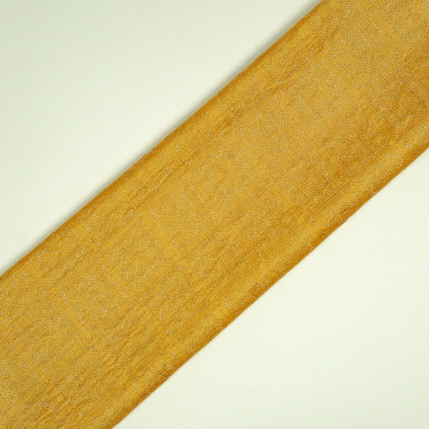 Habi Gold Chanderi Embroidered Fabric in Jaal Pattern