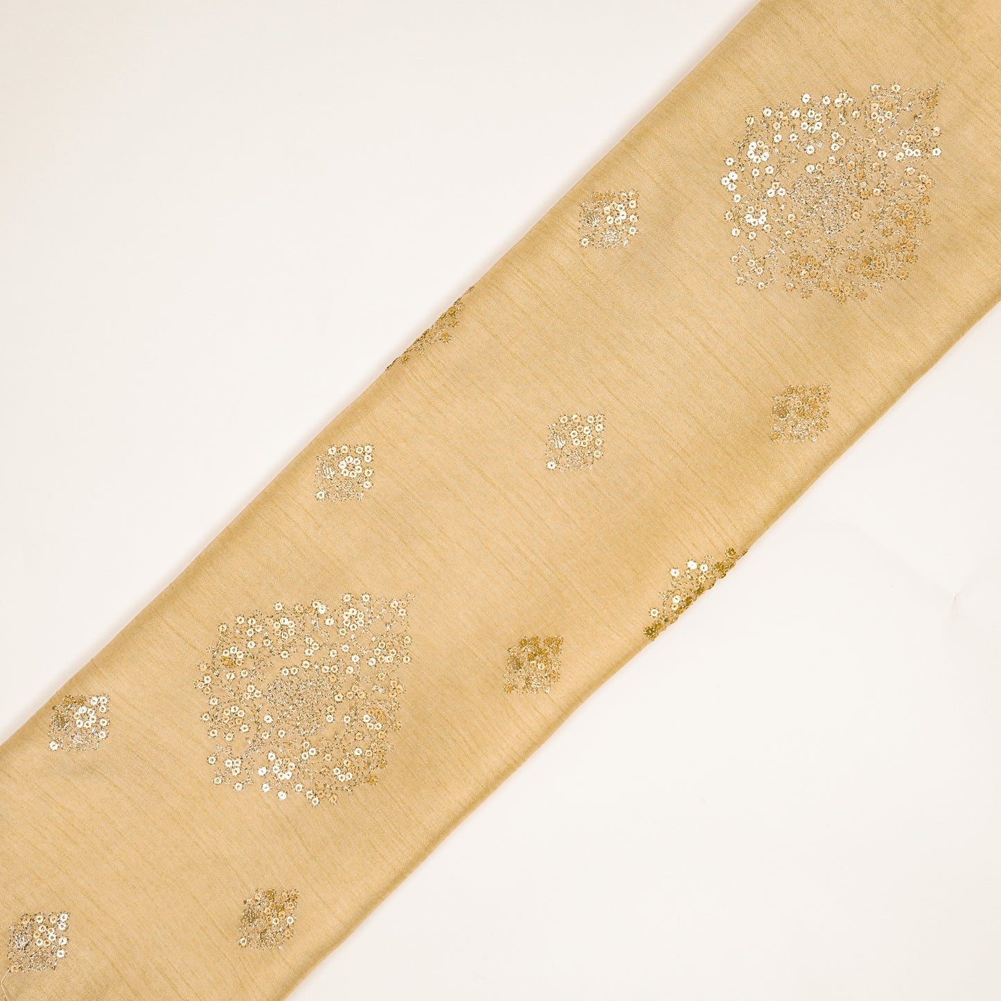 Laiqa Beige Viscose Raw Silk Embroidered Fabric in Buta Buti Mixture Pattern