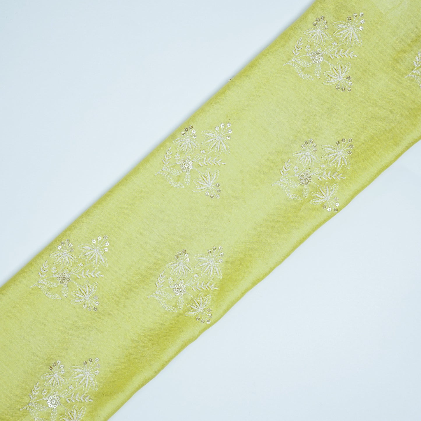 Hiba Lemon Chanderi Embroidered Fabric in Buta Pattern