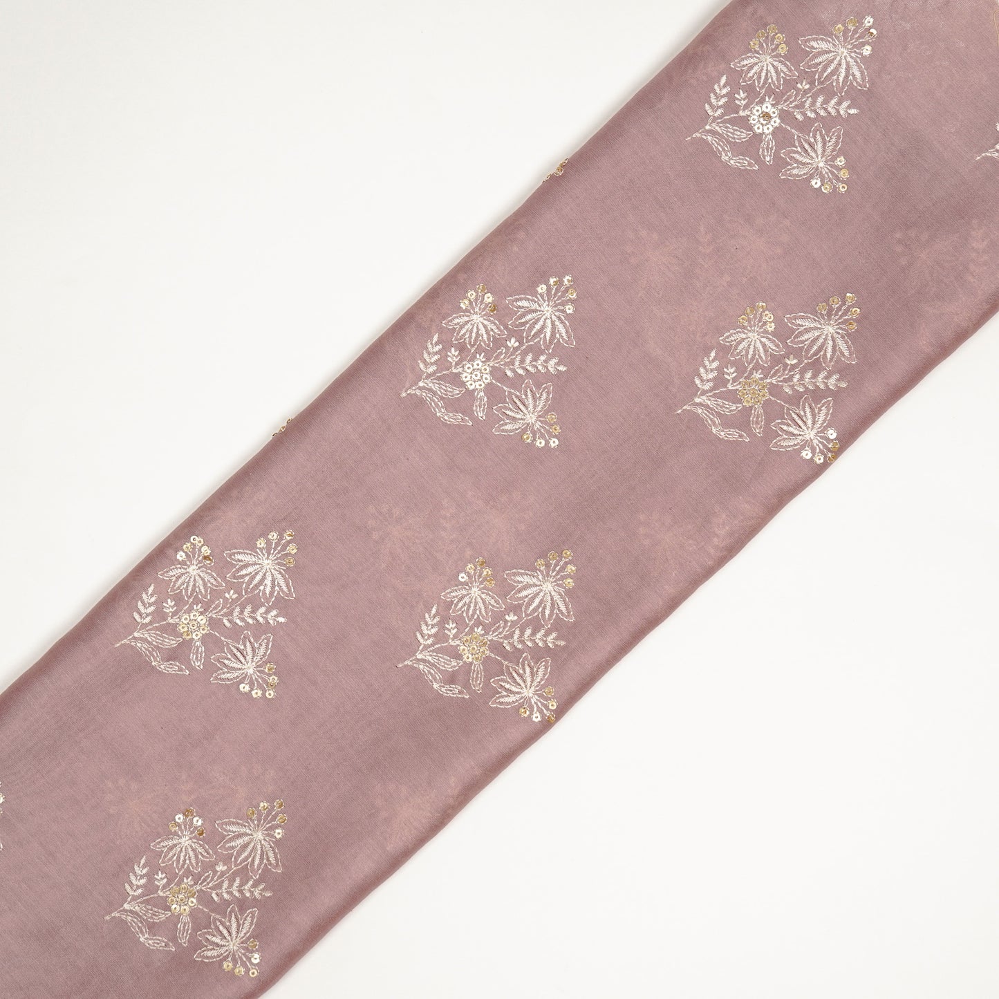 Hiba Onion Chanderi Embroidered Fabric in Buta Pattern