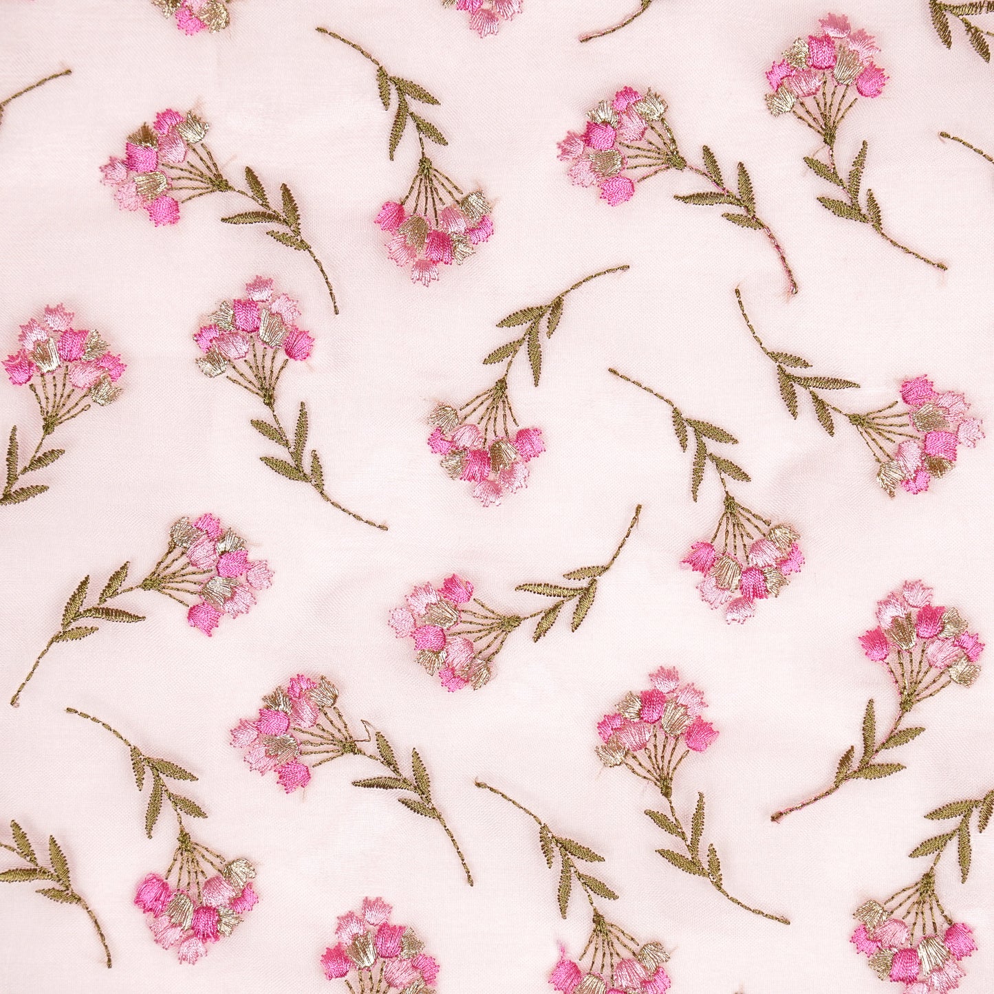 Rimsha Onion Pink Viscose Organza Embroidered Fabric in Jaal Pattern