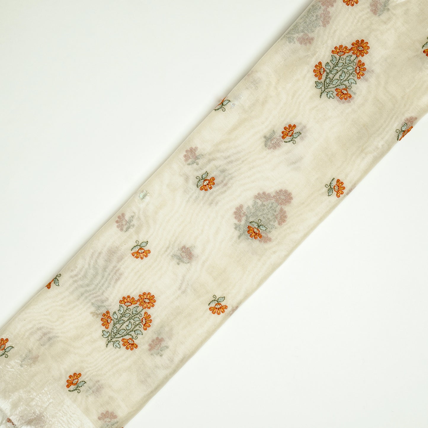 Safiya Cream Chanderi Embroidered Fabric in Buta Buti Mixture Pattern