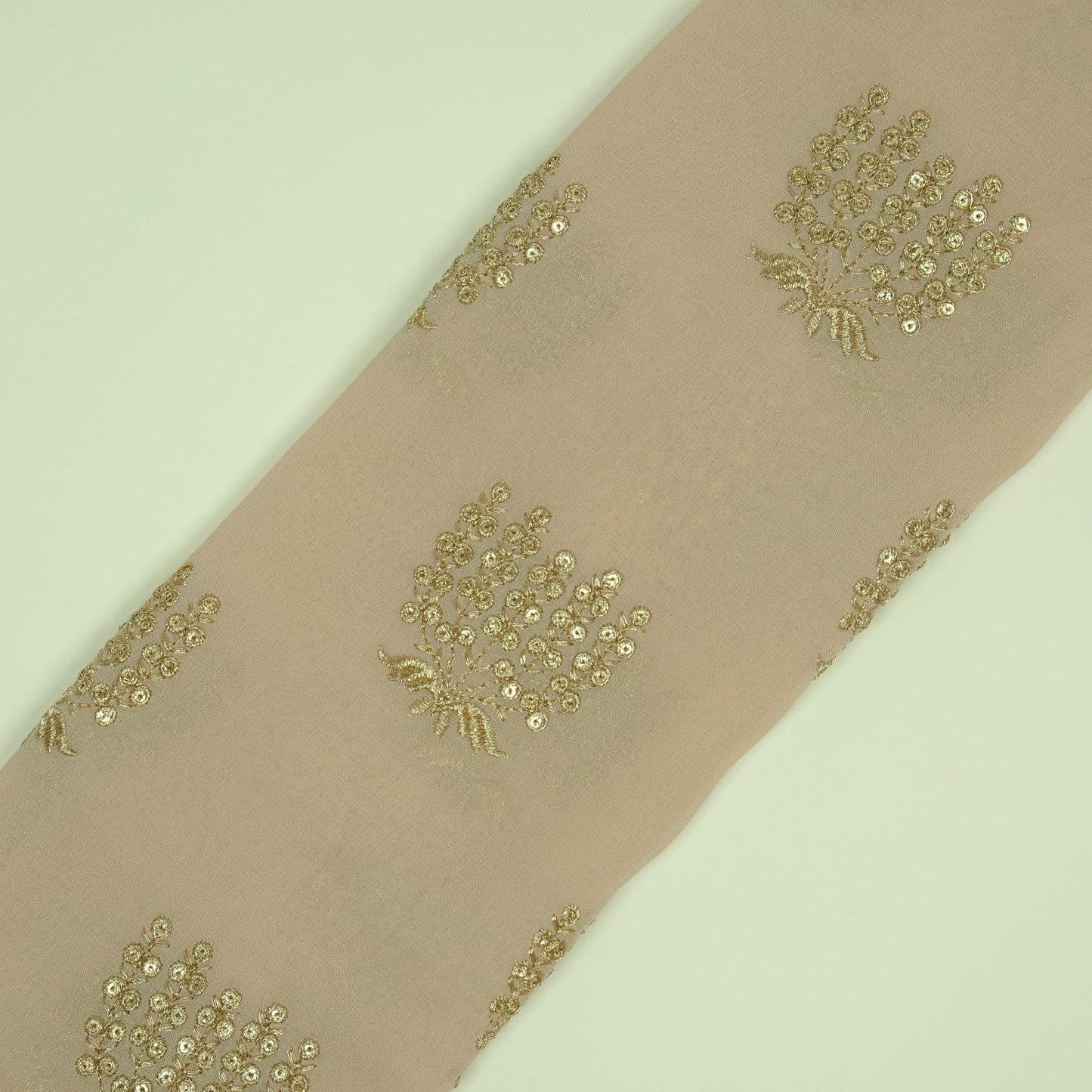 Aina Light Blush Viscose Georgette Embroidered Fabric in Buta Pattern