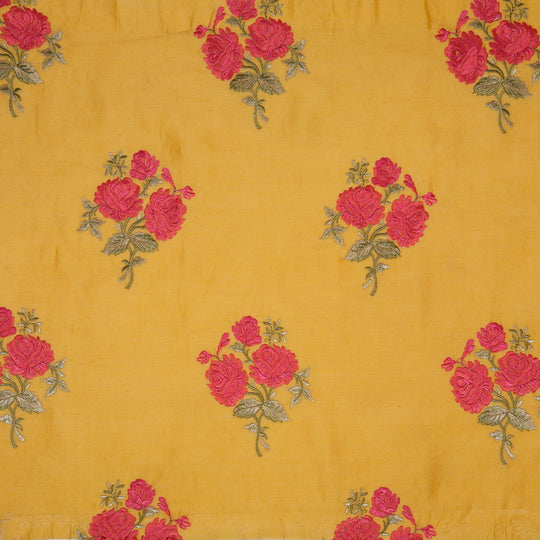 Nuryn Gold Chanderi Embroidered Fabric in Floral Buta Pattern