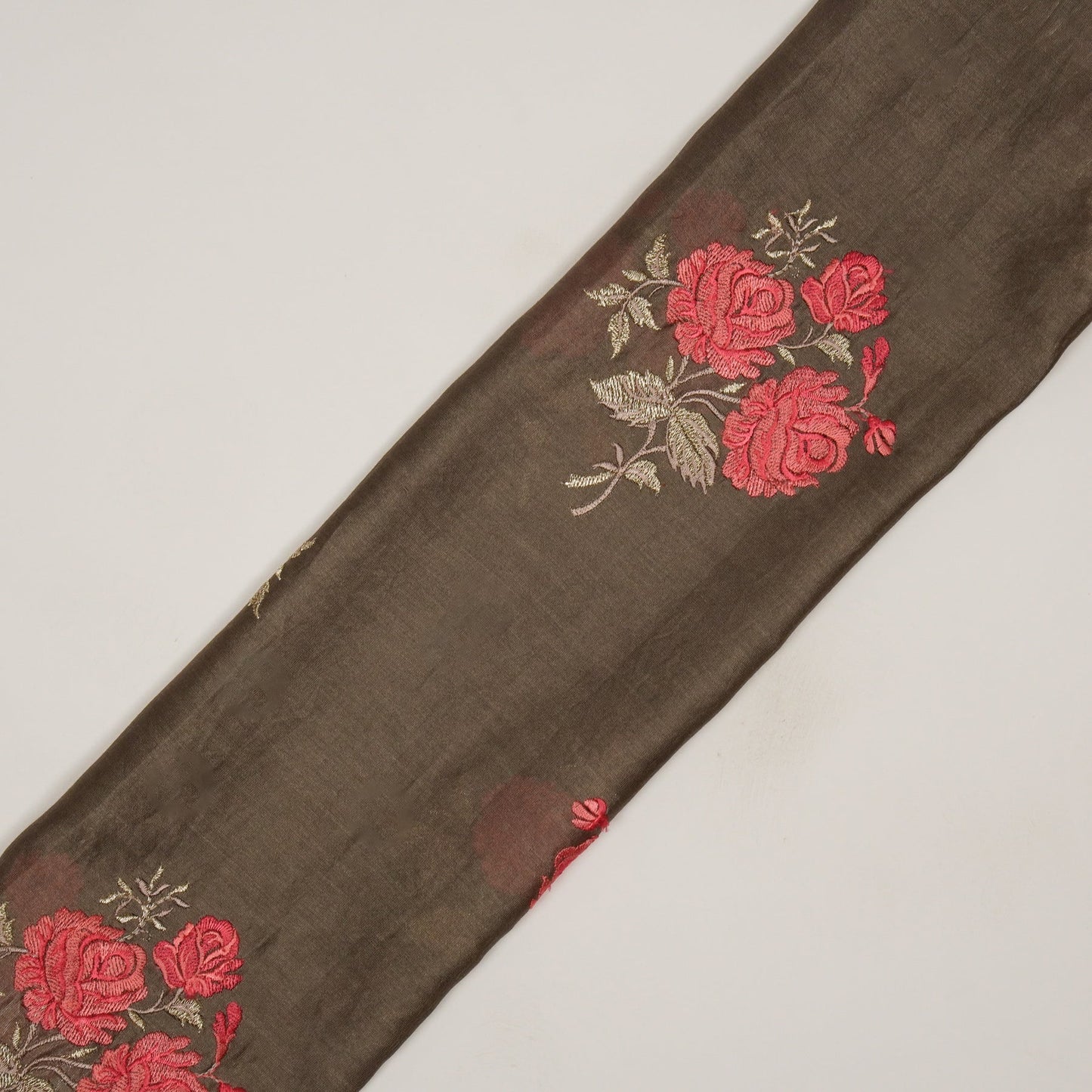 Nuryn Mouse Chanderi Embroidered Fabric in Floral Buta Pattern