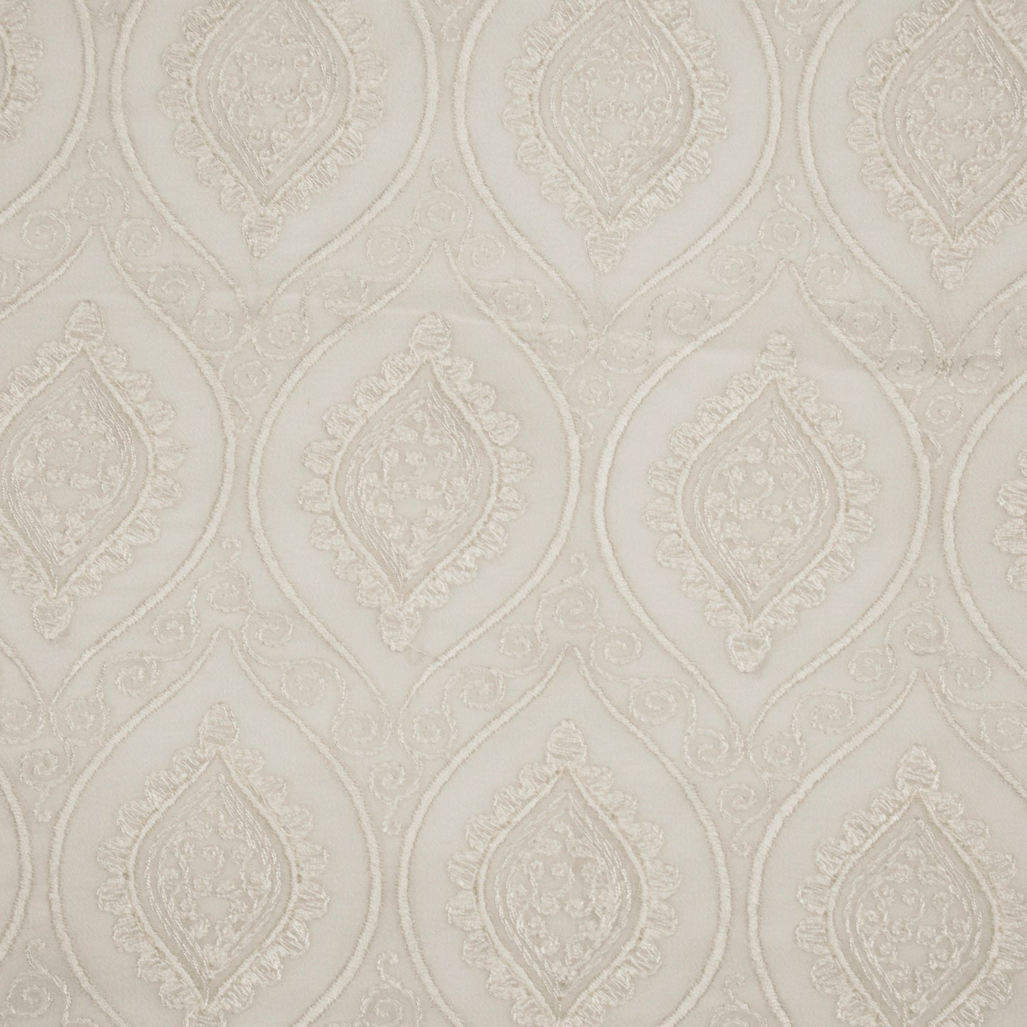 Azmat Natural Ivory Mul Chanderi Embroidered Fabric in Jaal Pattern