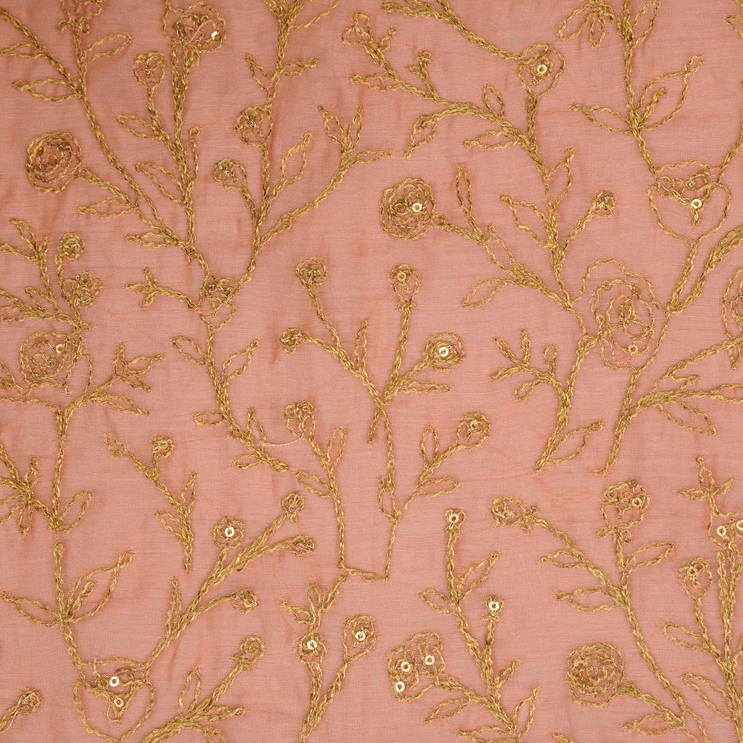 Ziya Gajari Mul Chanderi Embroidered Fabric in Jaal Pattern