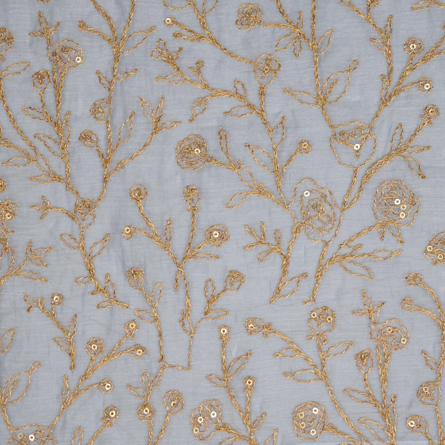 Ziya Mauve Mul Chanderi Embroidered Fabric in Jaal Pattern