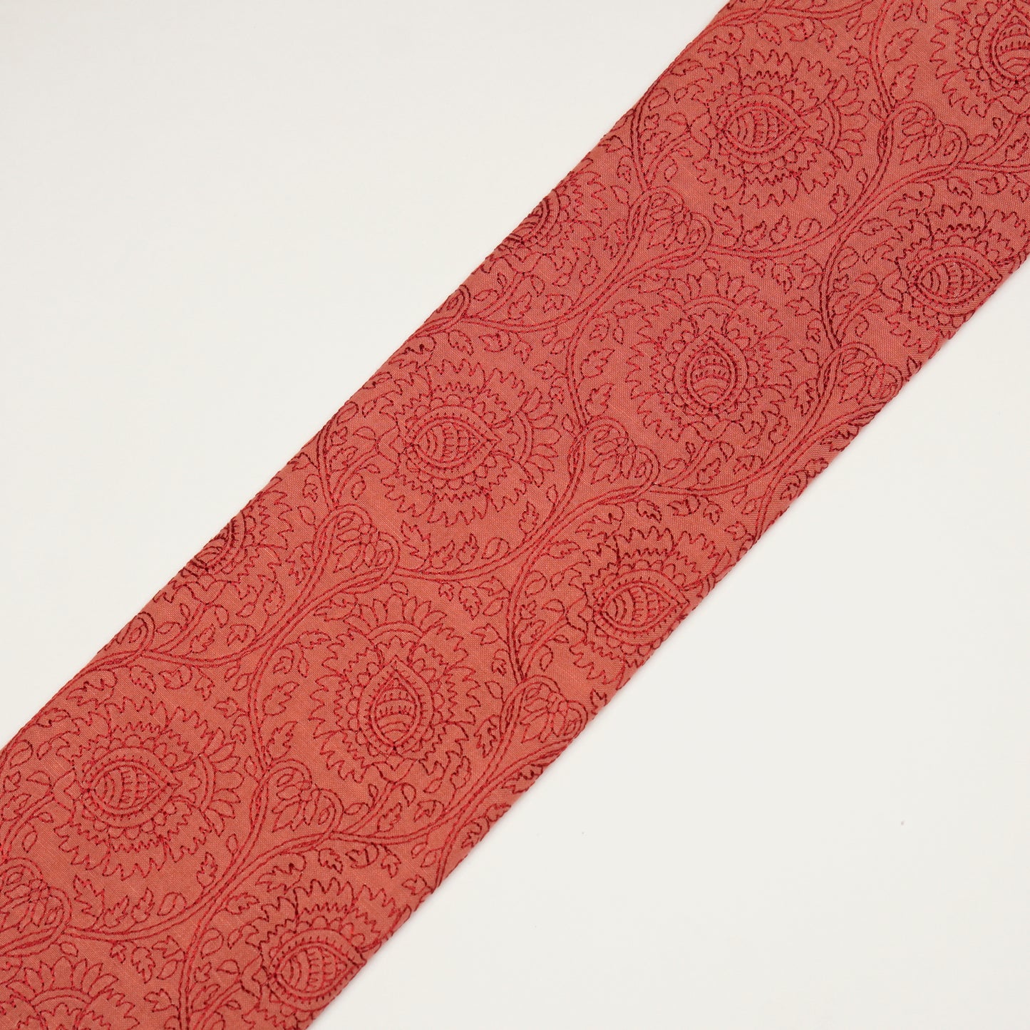 Saba Rust Chanderi Embroidered Fabric in Jaal Pattern