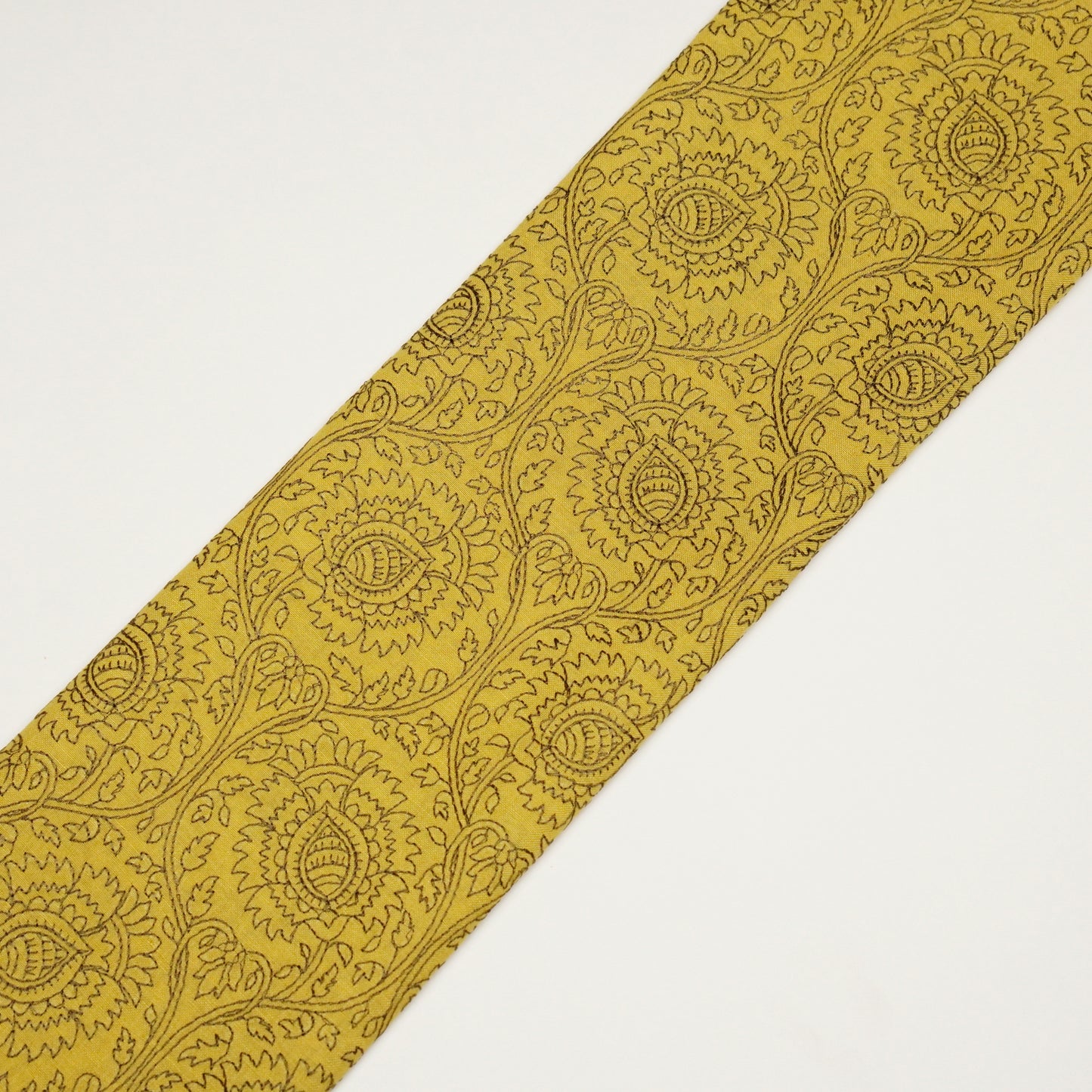 Saba Mustard Chanderi Embroidered Fabric in Jaal Pattern