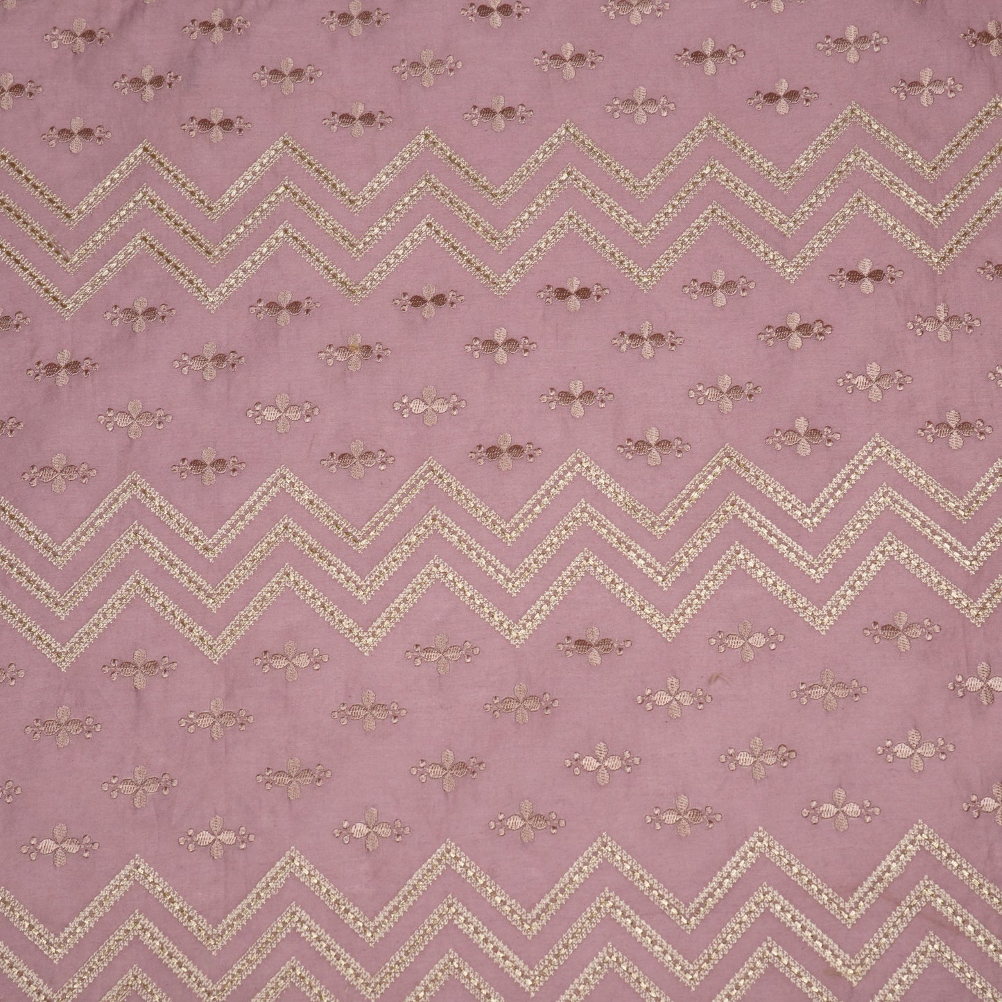 Umi Deep Mauve Viscose Raw Silk Embroidered Fabric in Jaal Pattern