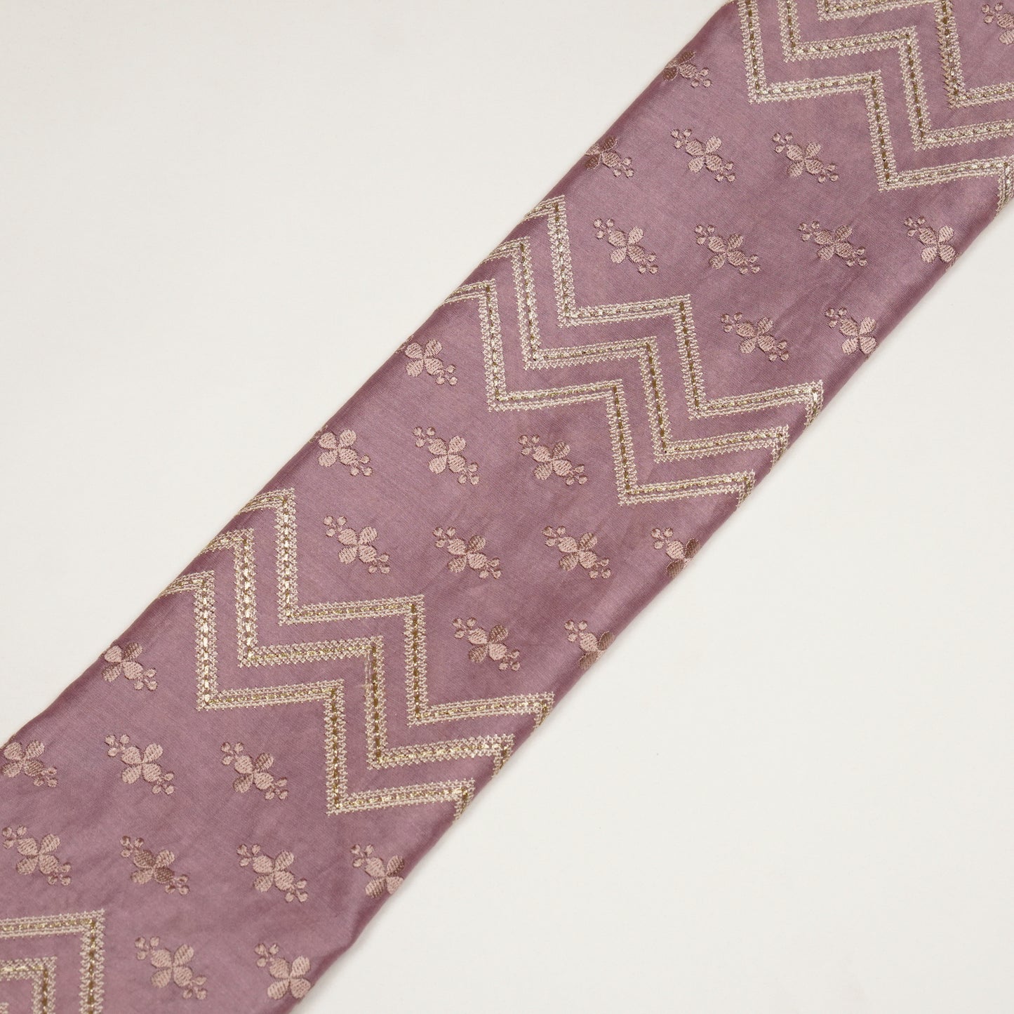 Umi Deep Mauve Viscose Raw Silk Embroidered Fabric in Jaal Pattern