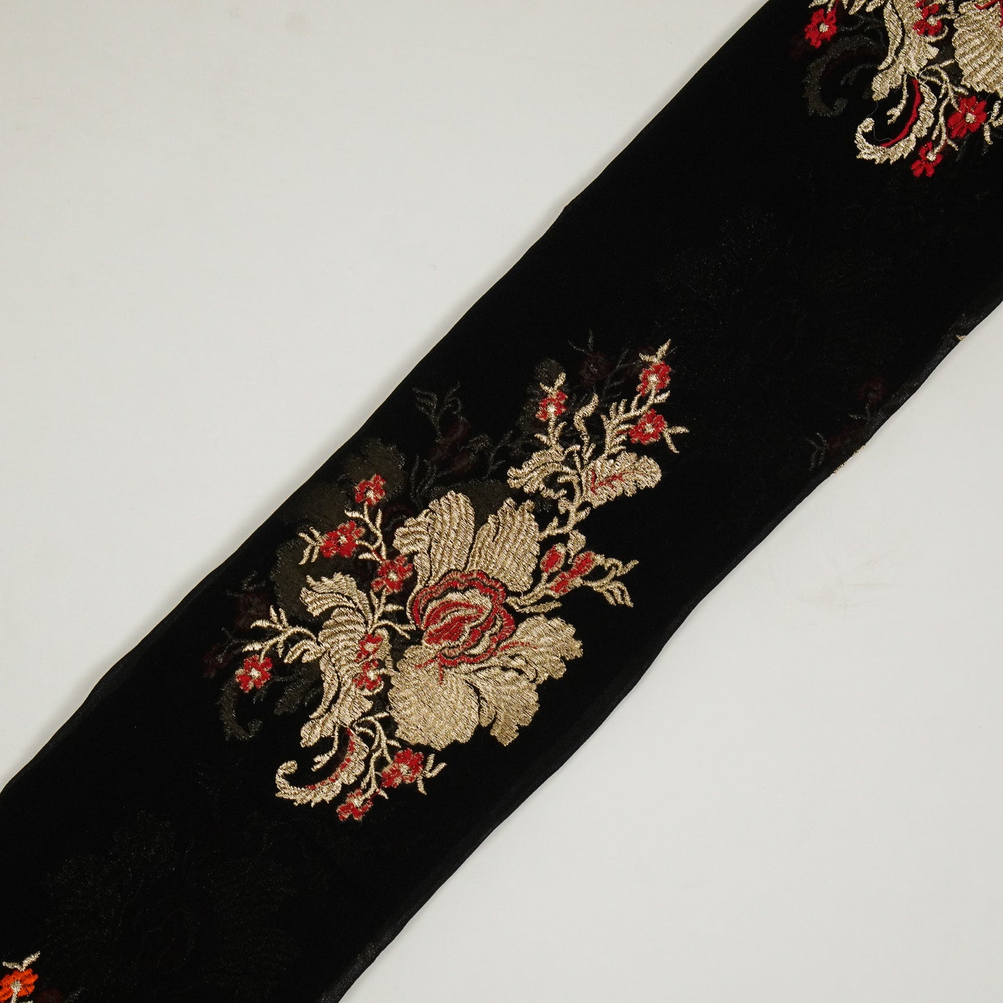 Abeer Black Viscose Georgette Embroidered Fabric in Buta Buti Mixture Pattern