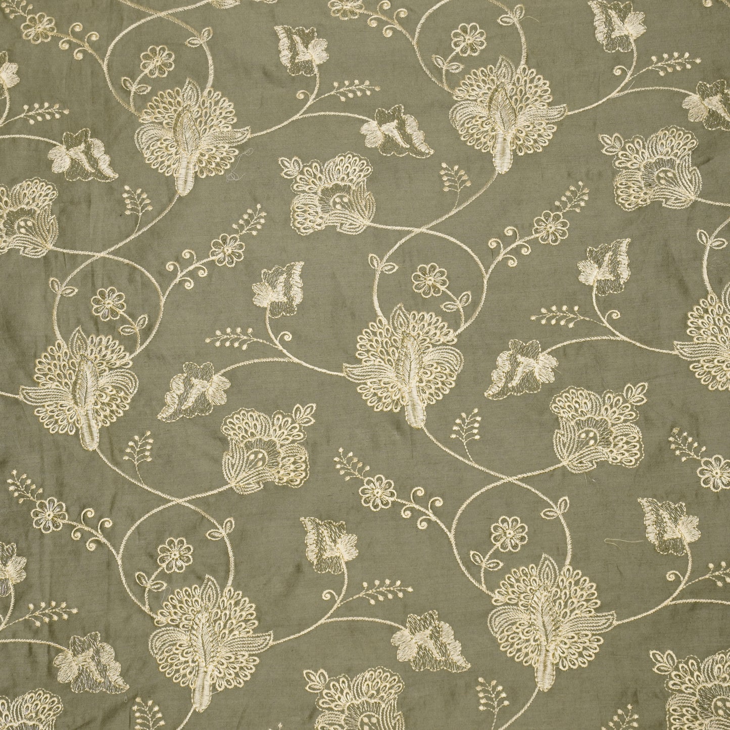 Usma Mouse Viscose Raw Silk Embroidered Fabric in Jaal Pattern